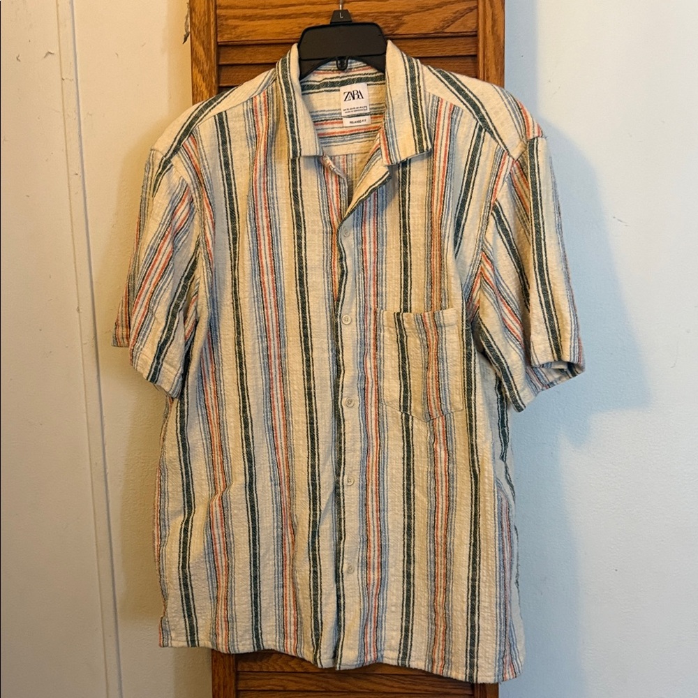Zara Multicolor Striped Casual Button Down Shirt